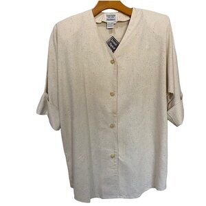 Island Spirit Kona Hawaii Vintage Blouse Loose Button Front Silk Medium New NWT